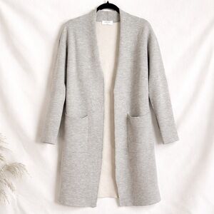 Babaton Lance Open-Front Cardigan Wool Linen Blend – Light Grey | Size S